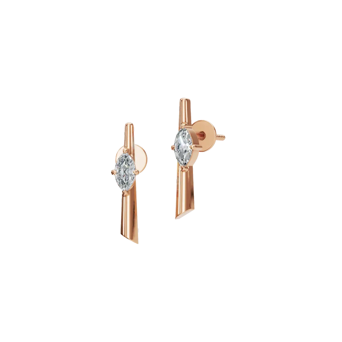 Vertical Marquise Diamond Stud Earrings