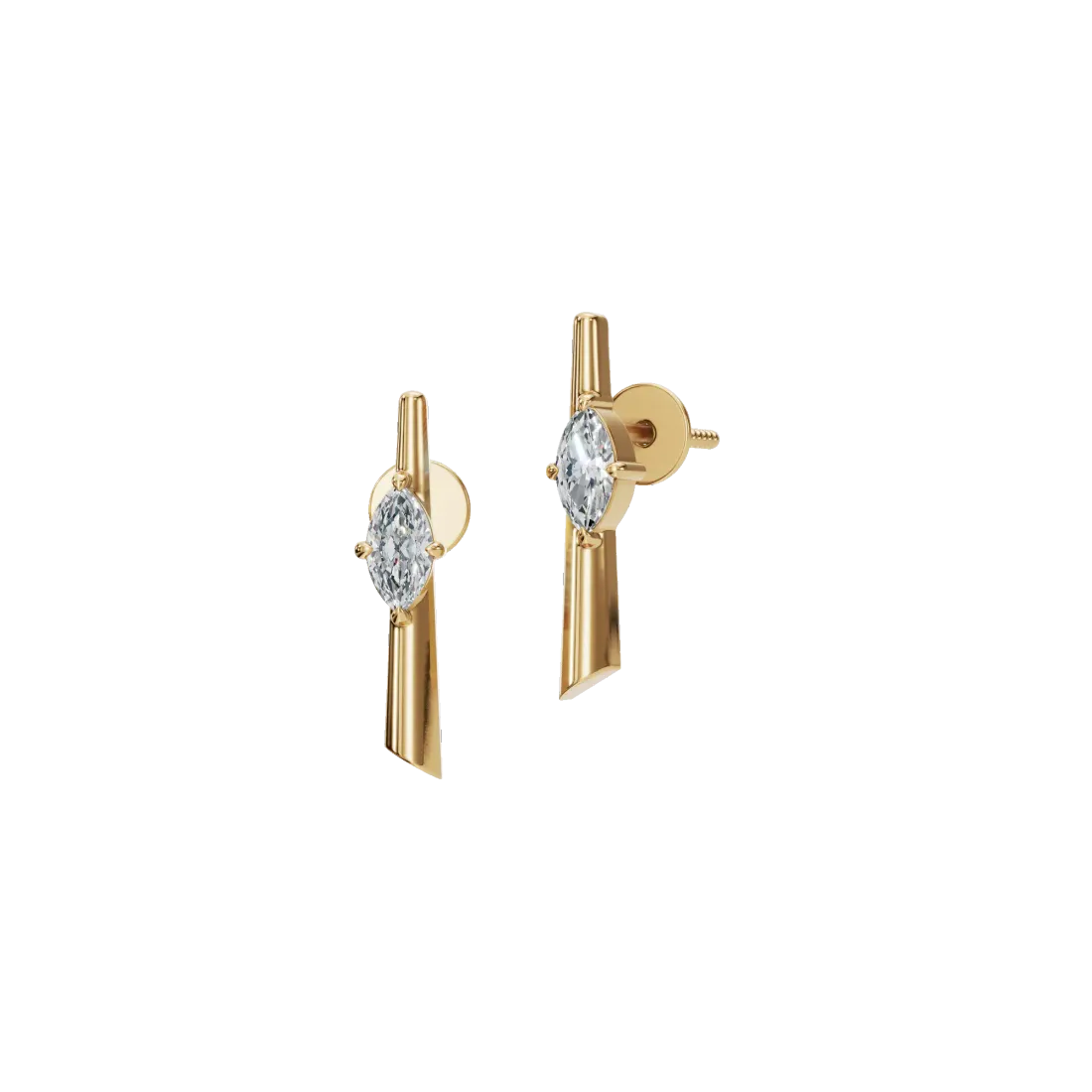 Vertical Marquise Diamond Stud Earrings