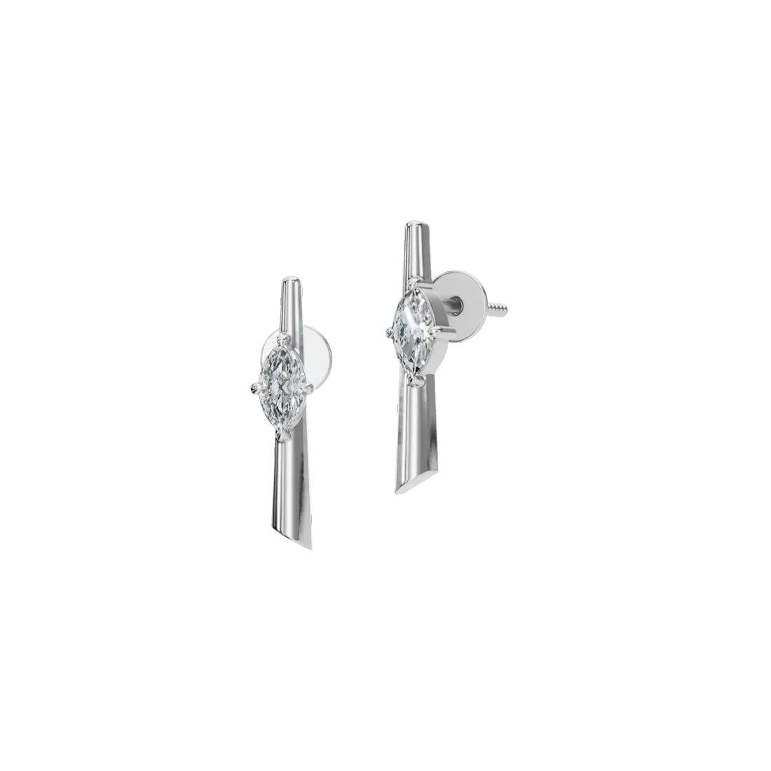Vertical Marquise Diamond Stud Earrings