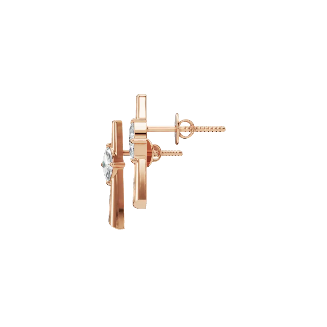 Vertical Marquise Diamond Stud Earrings