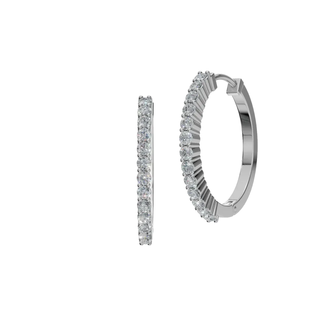 Round Diamond Hoop Earrings