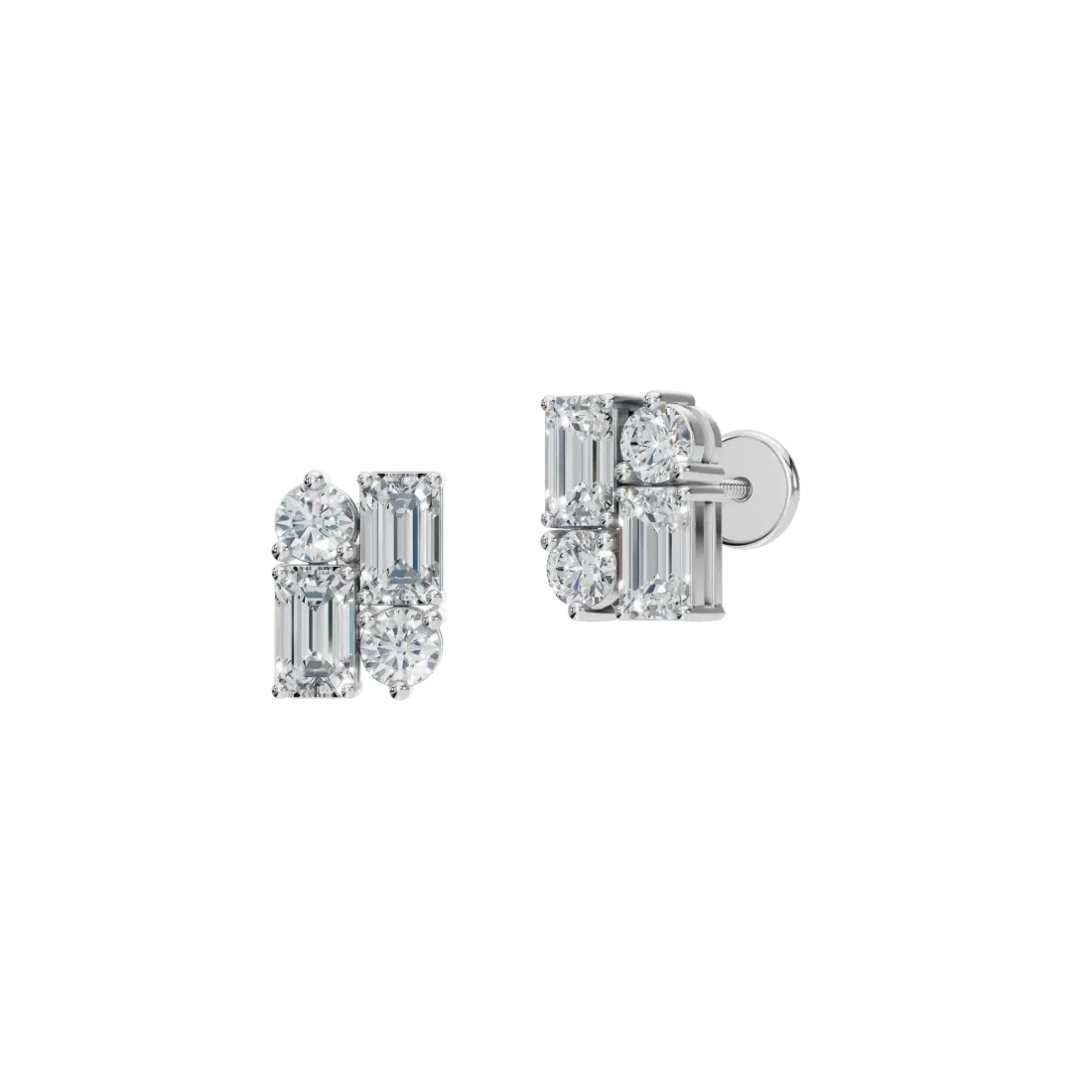 Four-Stone Emerald & Round Diamond Earrings