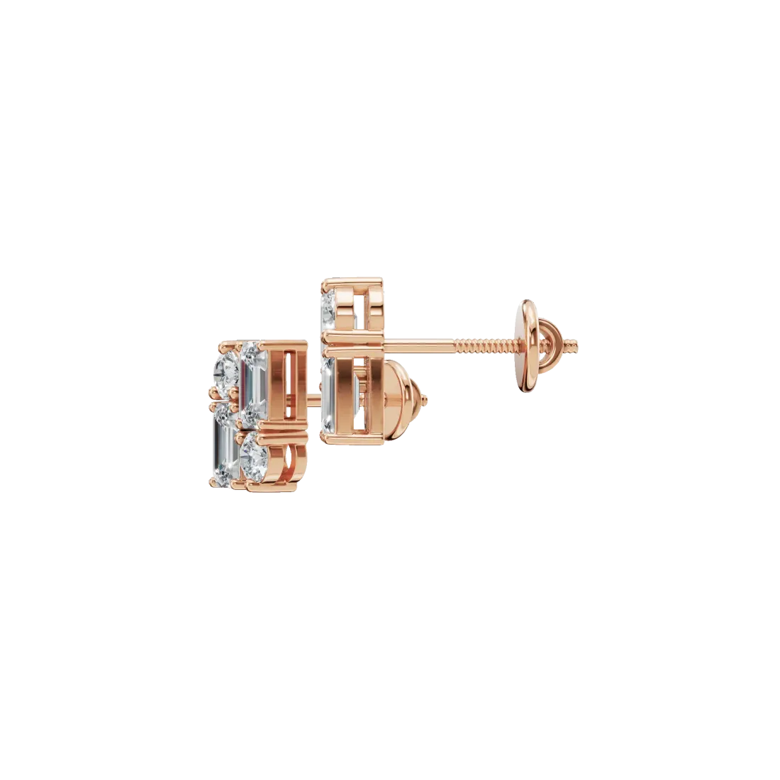 Four-Stone Emerald & Round Diamond Earrings