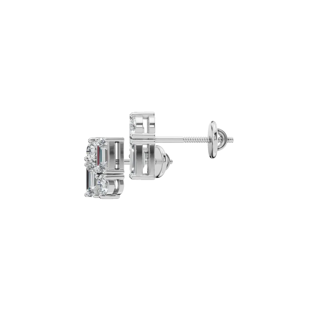 Four-Stone Emerald & Round Diamond Earrings