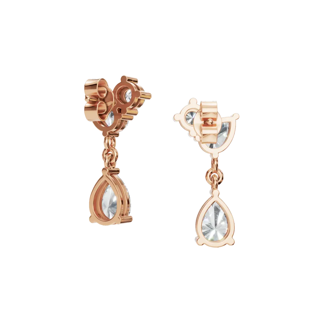 Pear & Round Diamond Drop Earrings