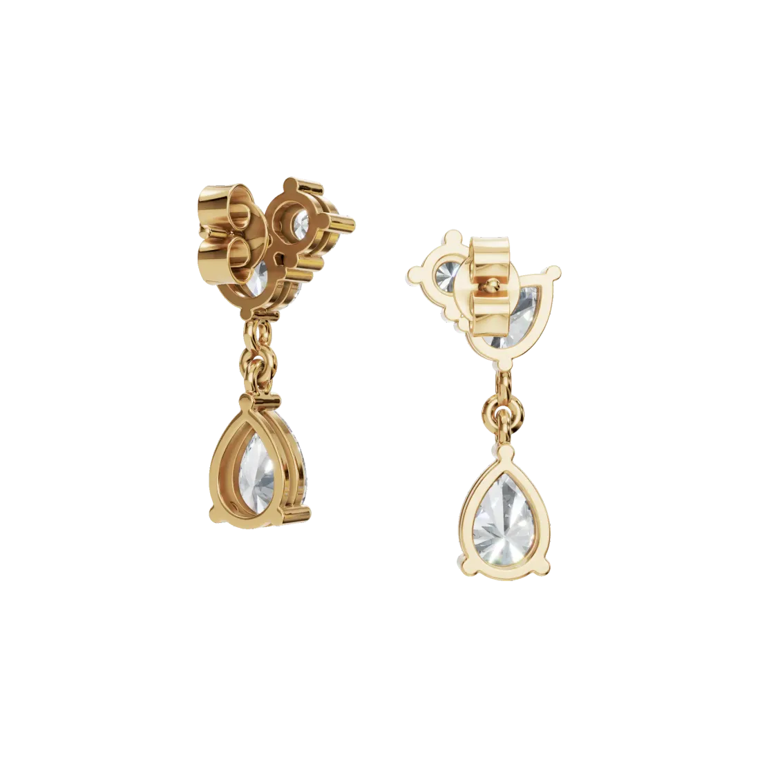 Pear & Round Diamond Drop Earrings