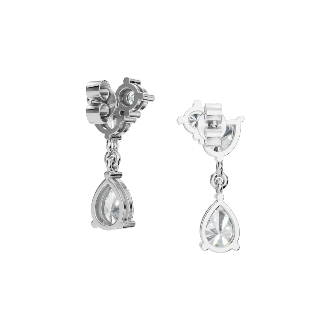Pear & Round Diamond Drop Earrings