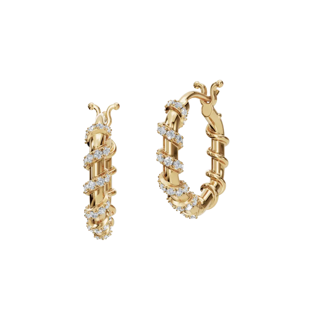Twist Diamond Hoop Earrings