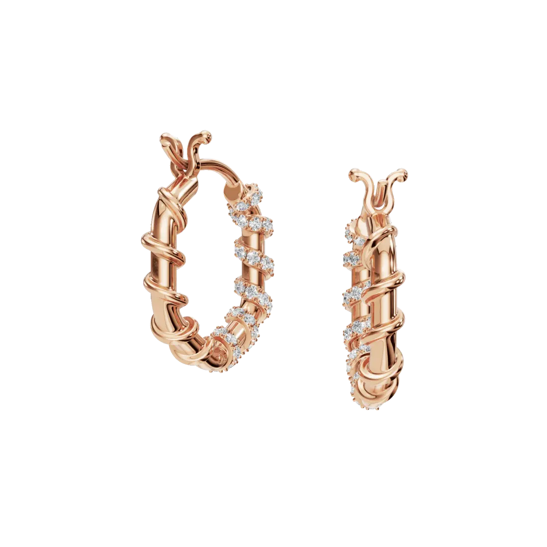 Twist Diamond Hoop Earrings