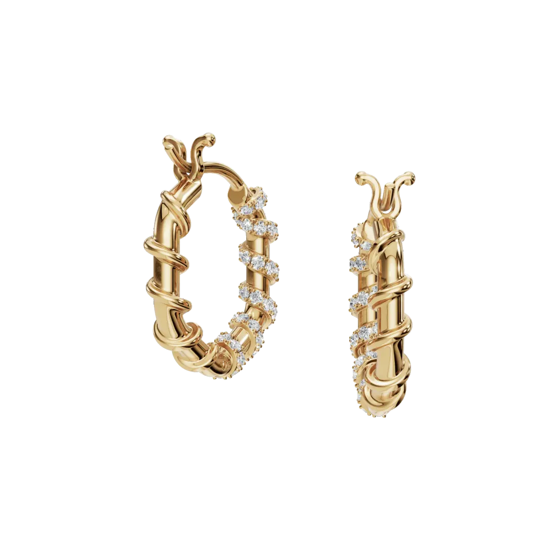 Twist Diamond Hoop Earrings