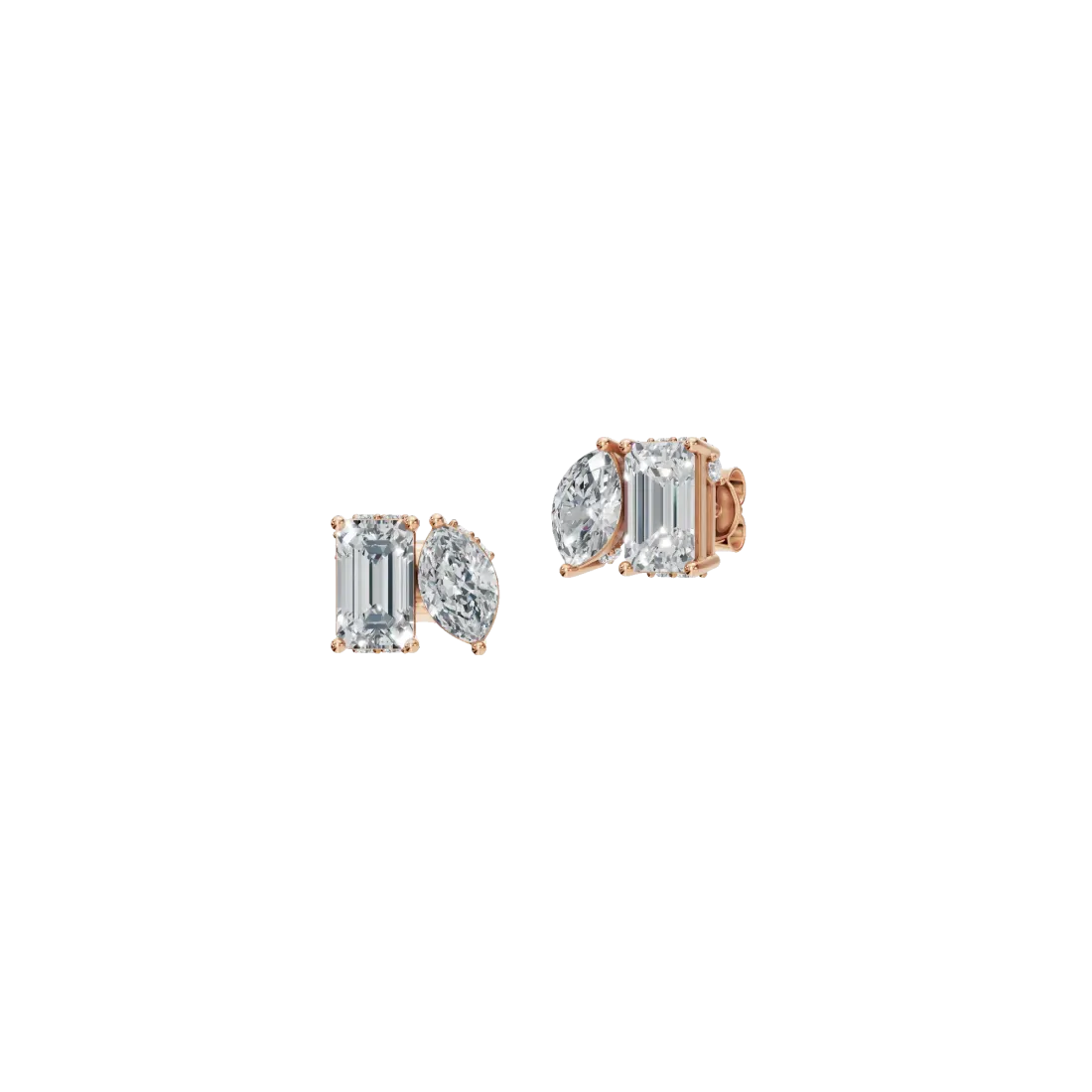 ToiMoi Emerald & Marquise Diamond Stud Earrings