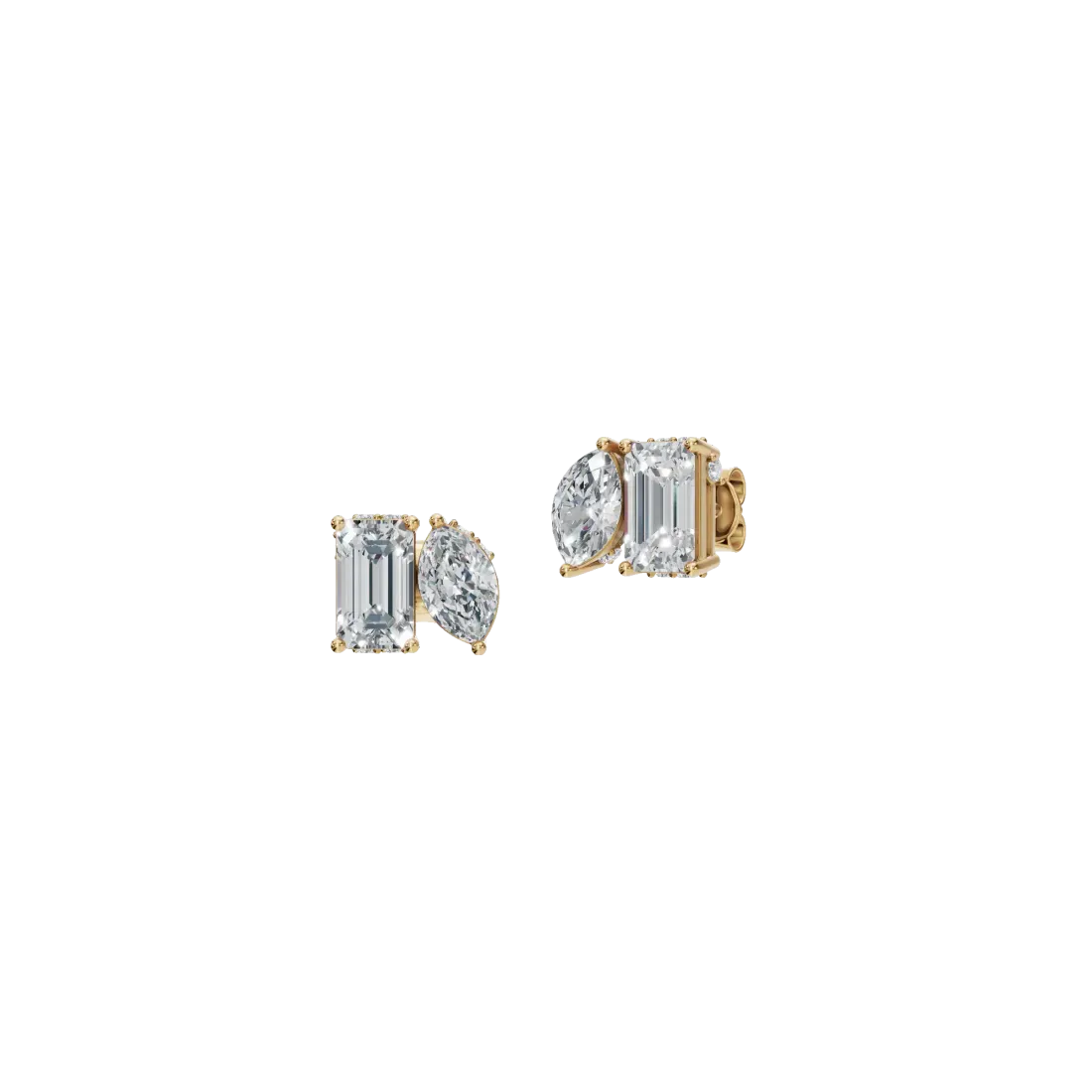 ToiMoi Emerald & Marquise Diamond Stud Earrings