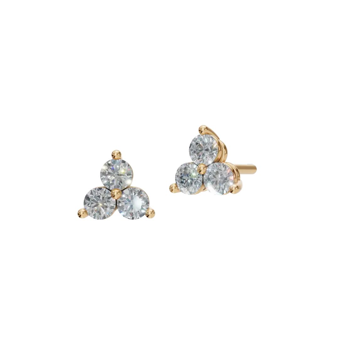 Triple Round Diamond Stud Earrings
