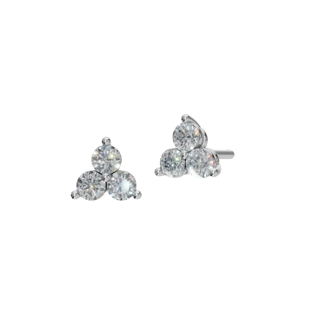 Triple Round Diamond Stud Earrings