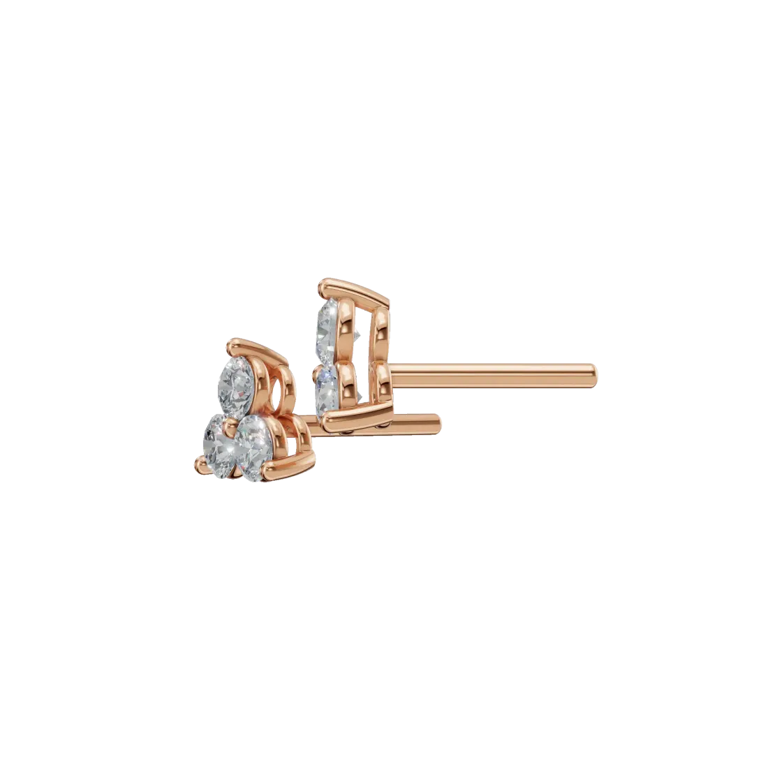 Triple Round Diamond Stud Earrings