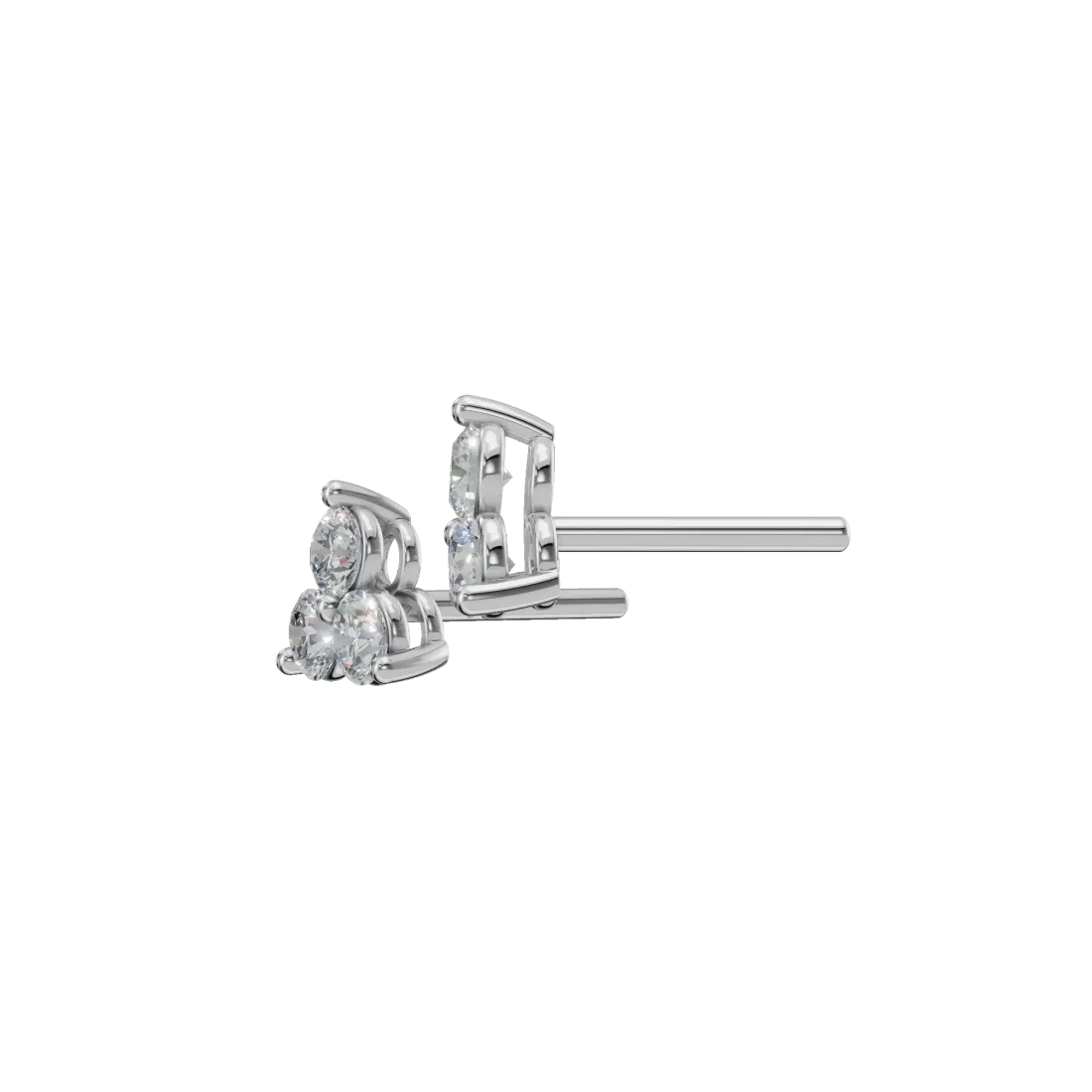 Triple Round Diamond Stud Earrings