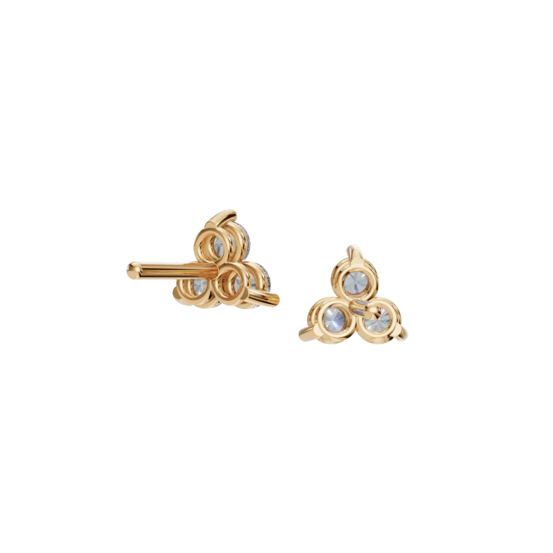 Triple Round Diamond Stud Earrings