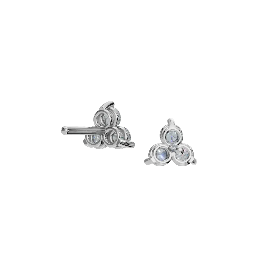 Triple Round Diamond Stud Earrings