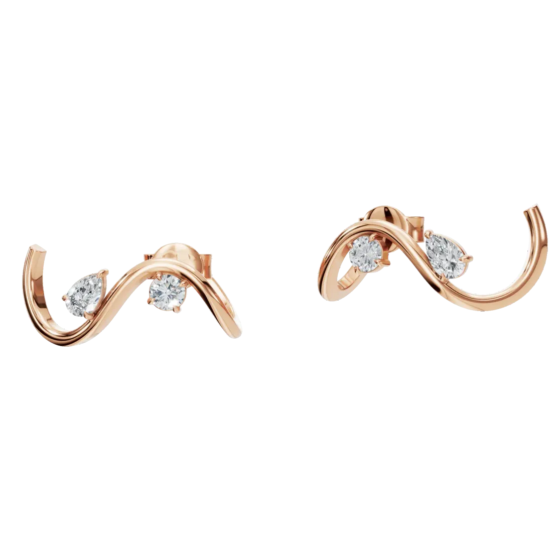 Swirl Diamond Stud Earrings
