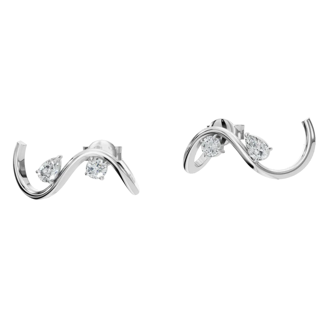 Swirl Diamond Stud Earrings