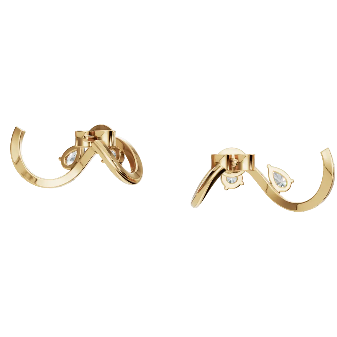 Swirl Diamond Stud Earrings