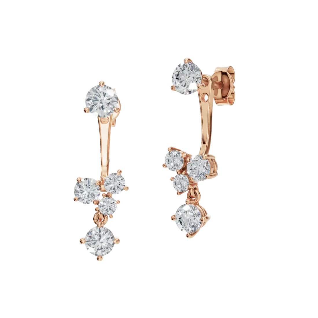 Round Diamond Drop Earrings