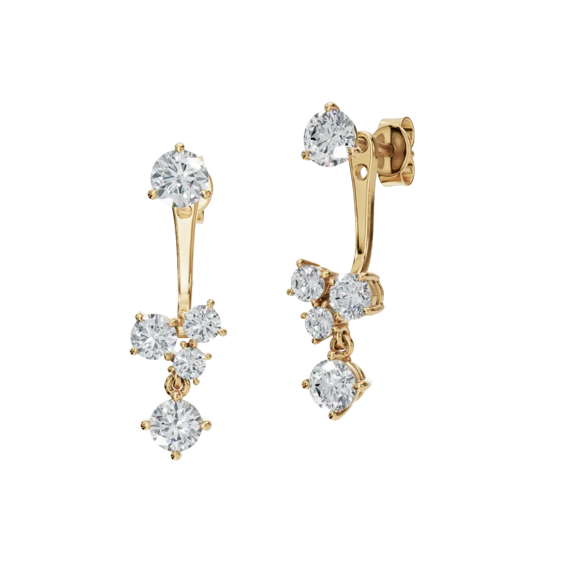 Round Diamond Drop Earrings