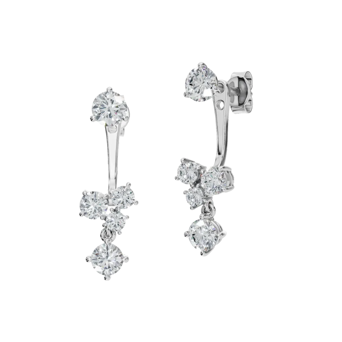 Round Diamond Drop Earrings