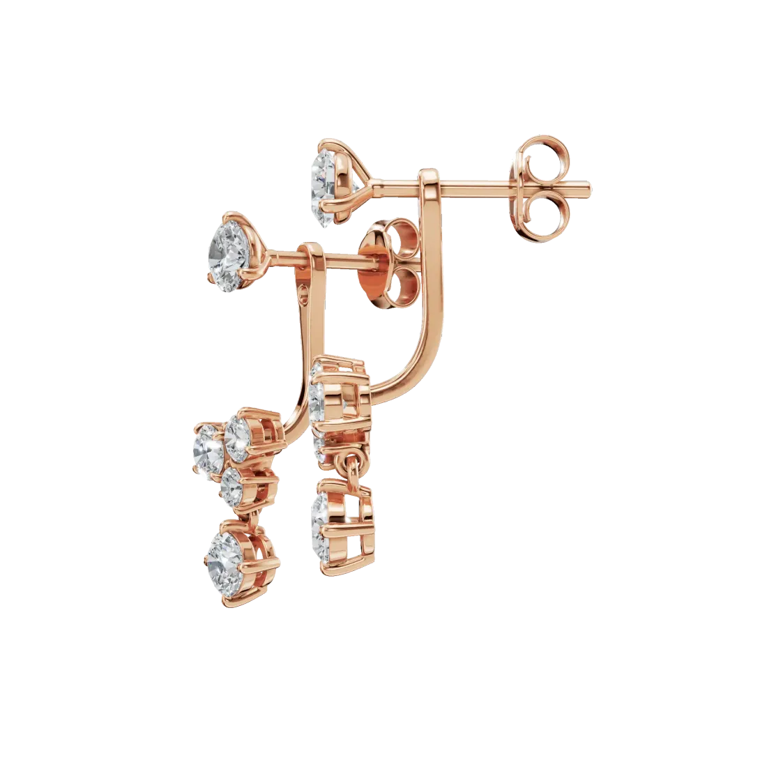 Round Diamond Drop Earrings