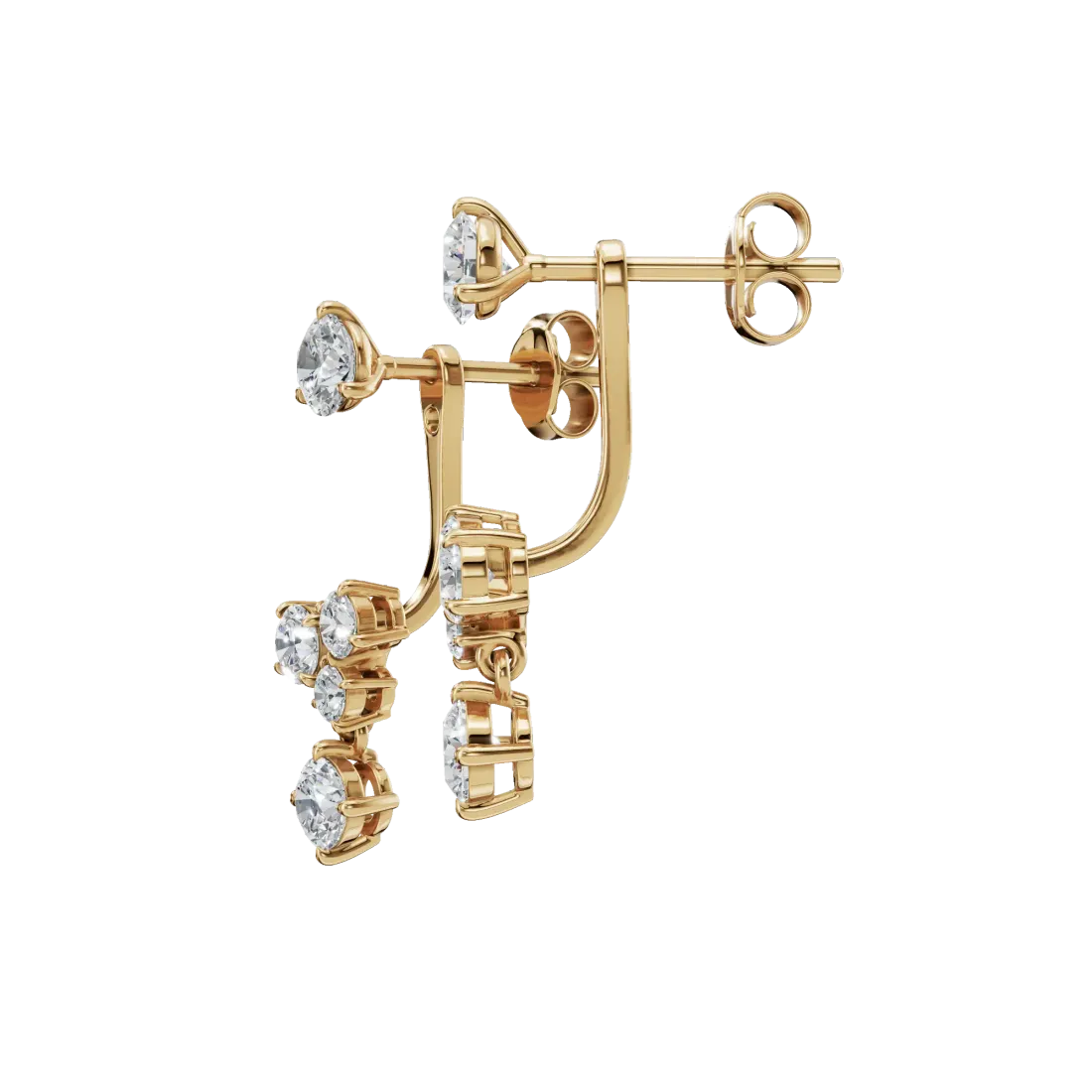 Round Diamond Drop Earrings