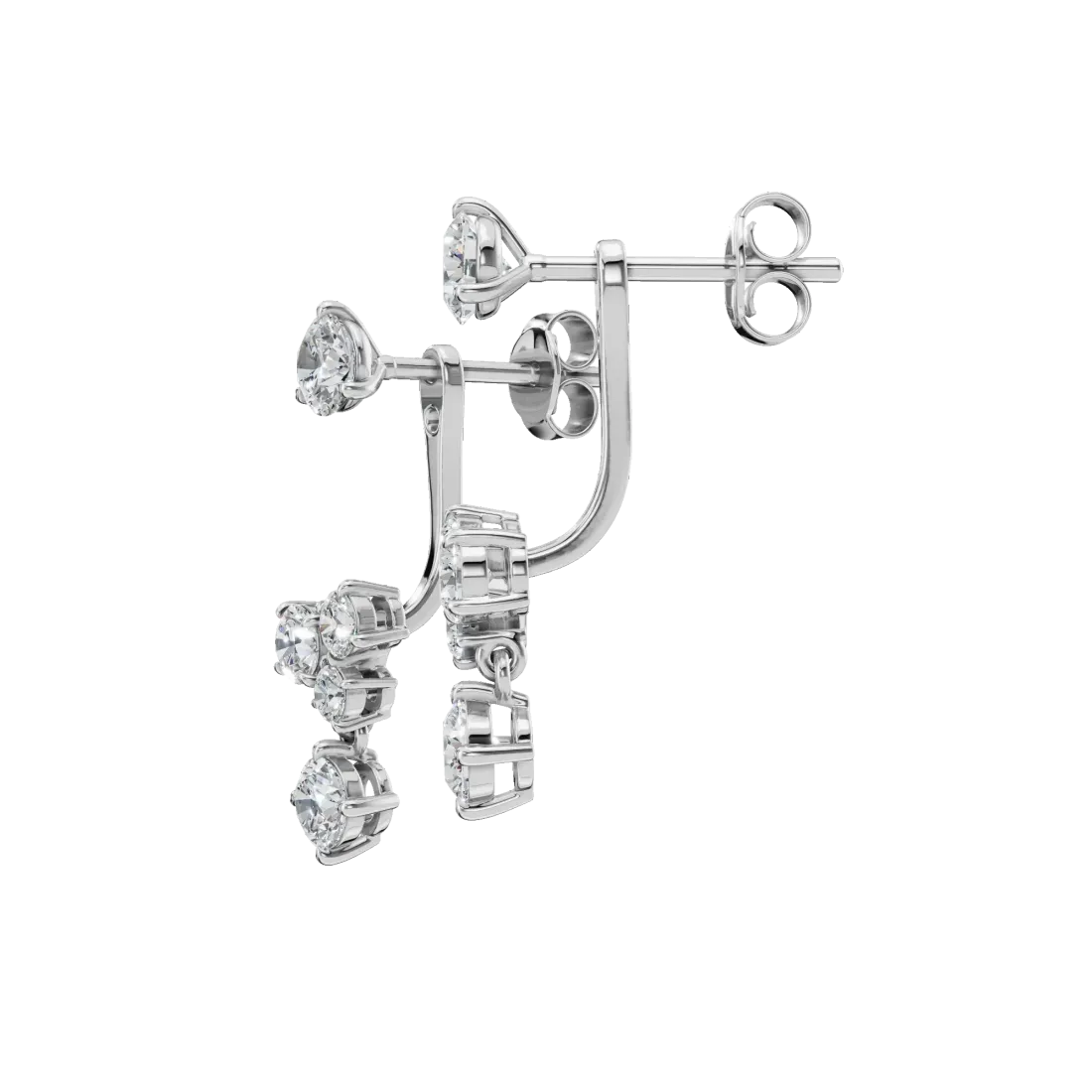 Round Diamond Drop Earrings