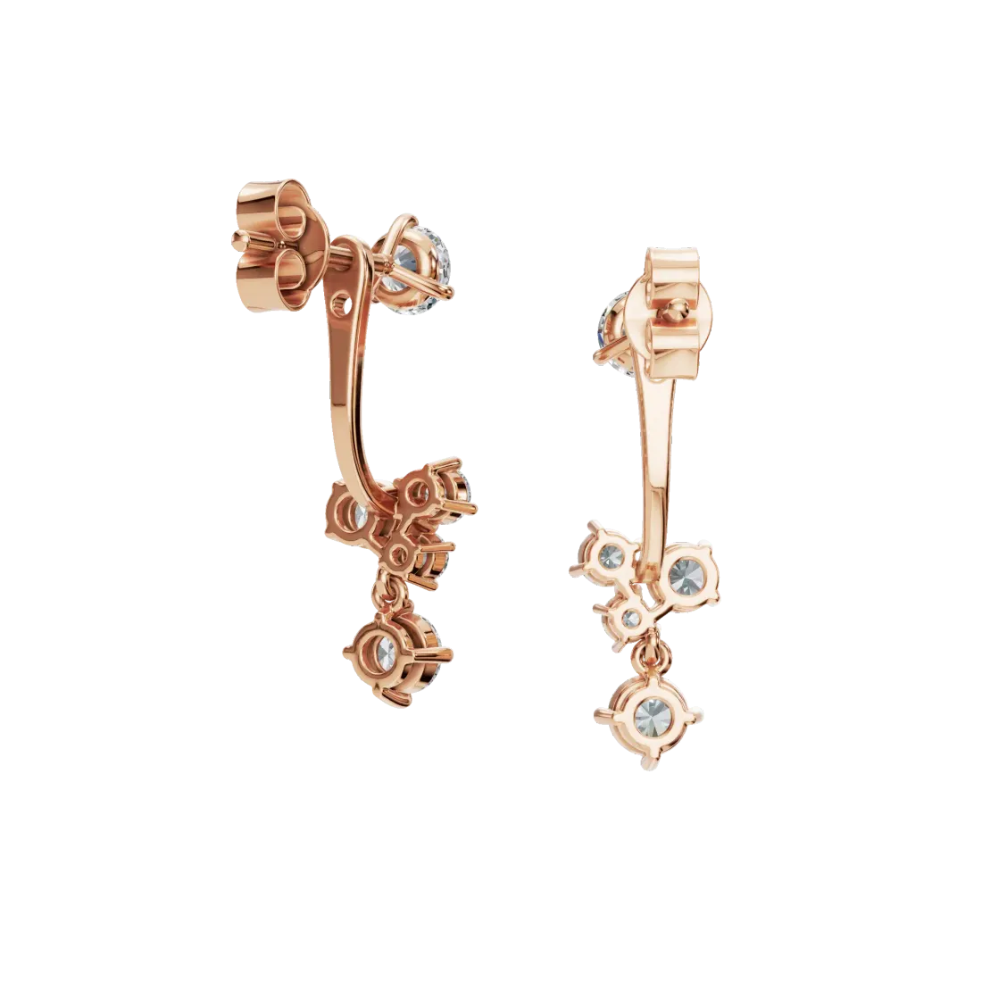 Round Diamond Drop Earrings