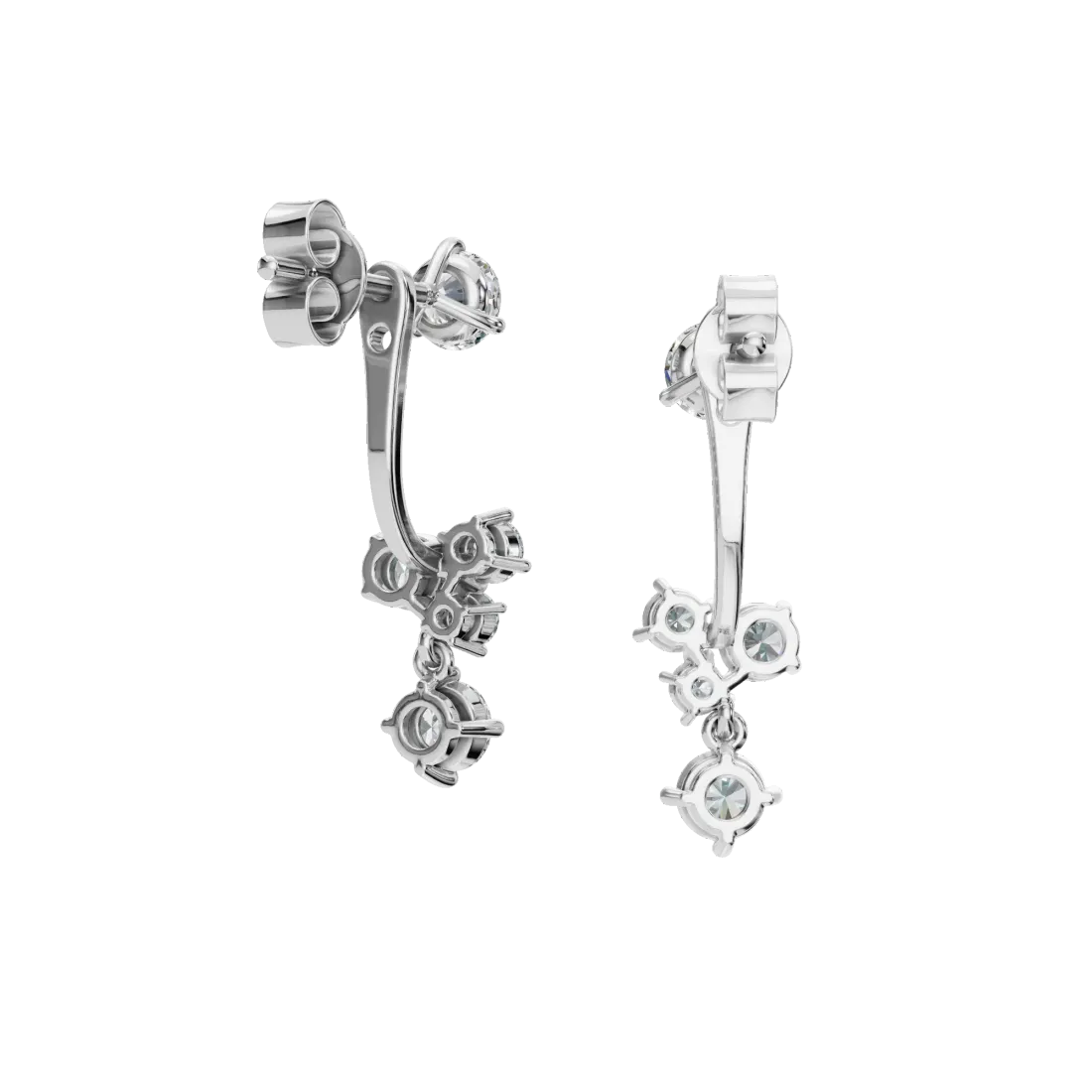 Round Diamond Drop Earrings