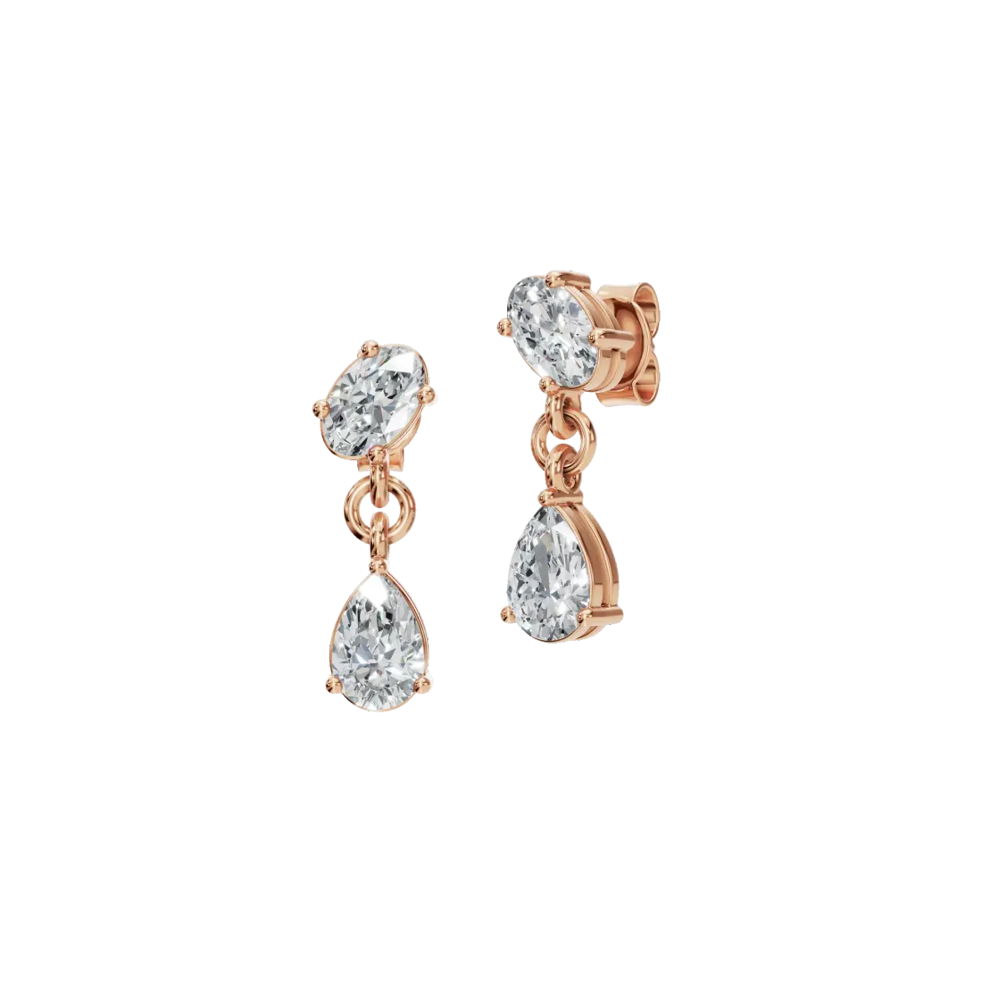 Oval & Pear Diamond Drop Earrings