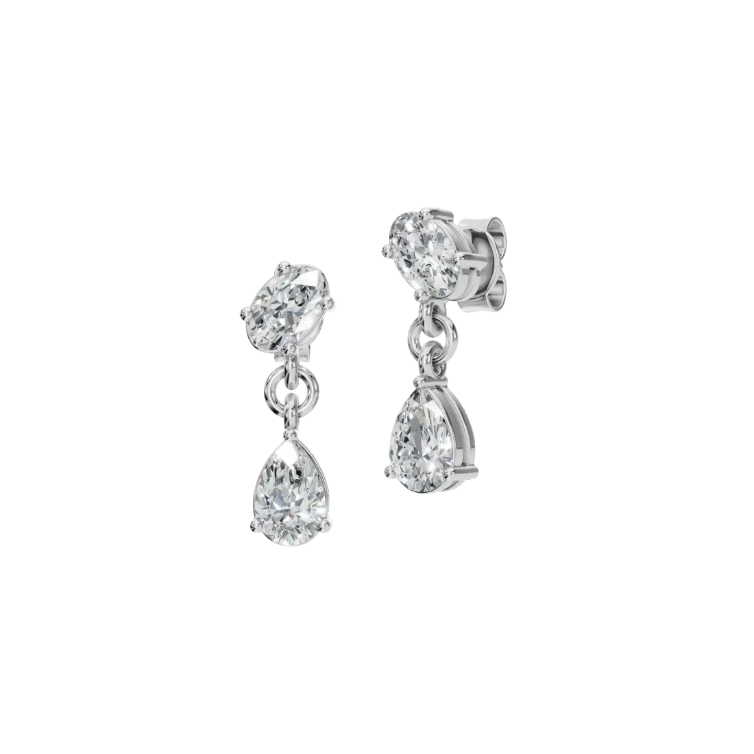 Oval & Pear Diamond Drop Earrings