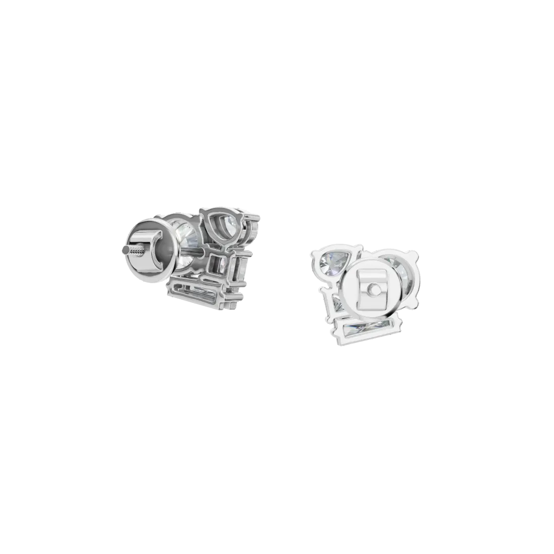 Mixed-Cut Diamond Stud Earrings