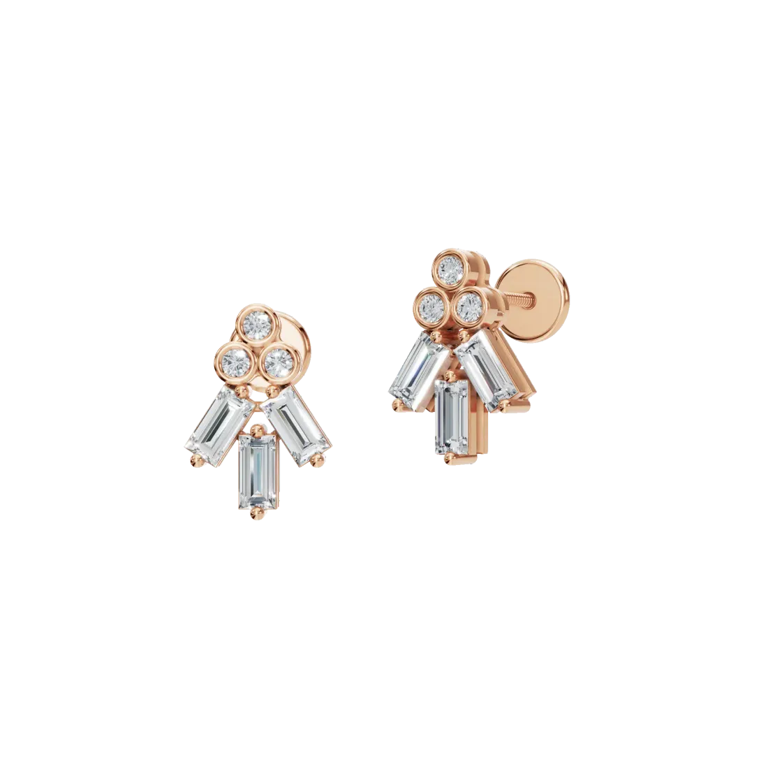 Baguette Bloom Rose Earrings