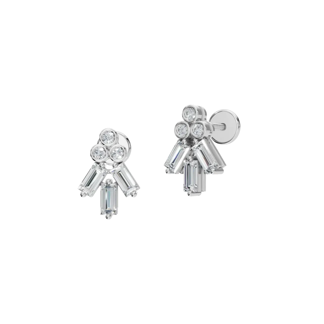 Baguette Bloom Rose Earrings