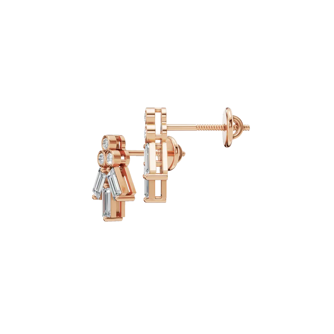 Baguette Bloom Rose Earrings