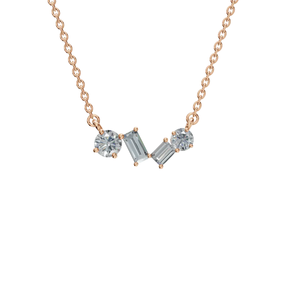 Emerald & Round Quad Diamond Pendant