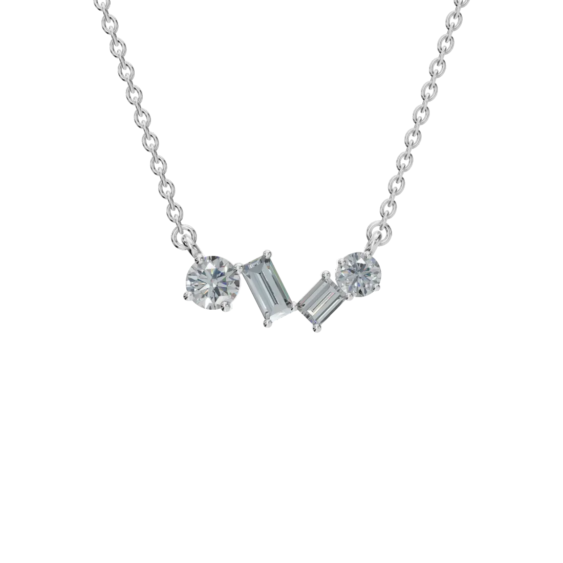 Emerald & Round Quad Diamond Pendant