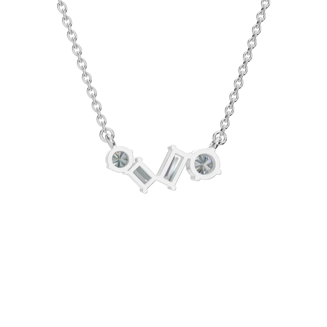 Emerald & Round Quad Diamond Pendant