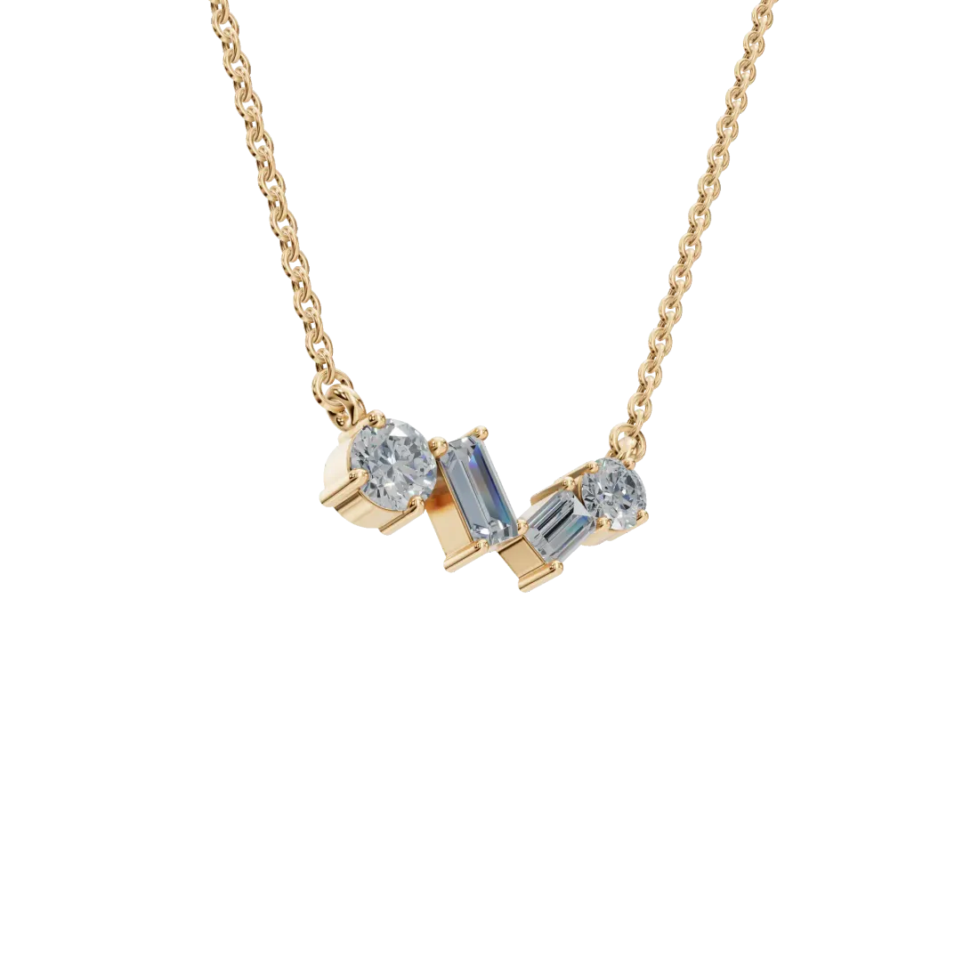 Emerald & Round Quad Diamond Pendant