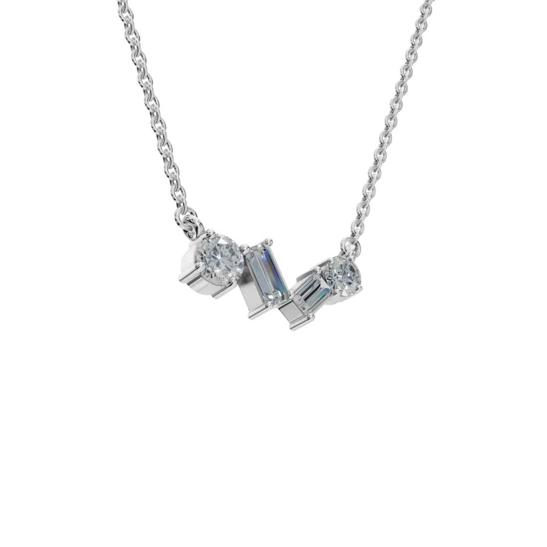 Emerald & Round Quad Diamond Pendant