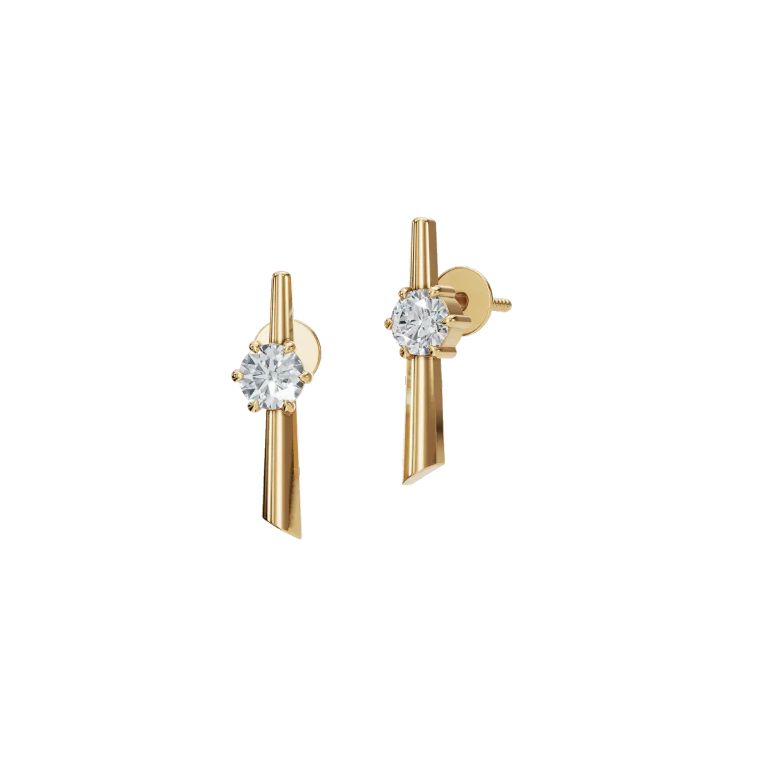 Vertical Round Diamond Stud Earrings