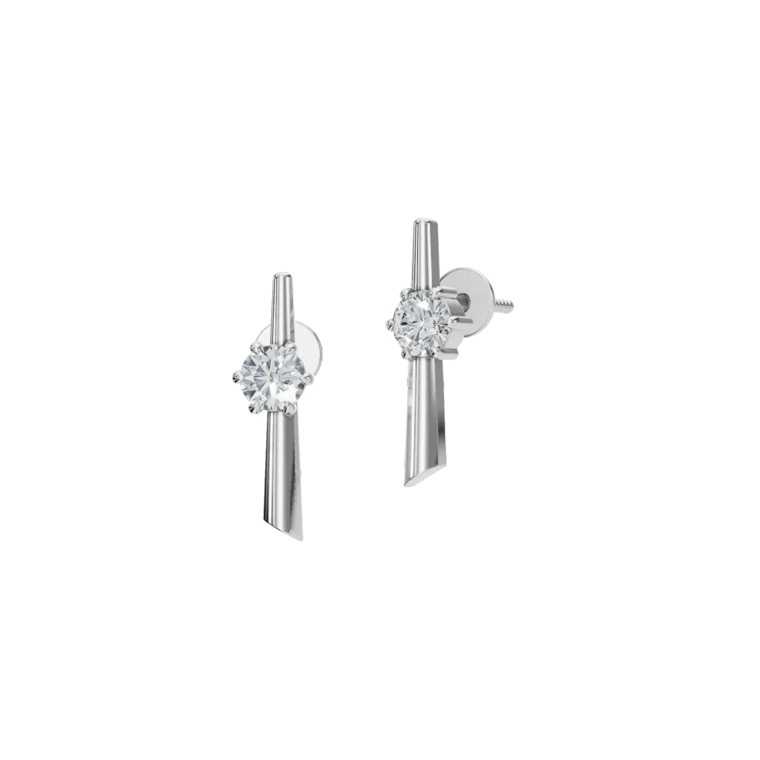Vertical Round Diamond Stud Earrings