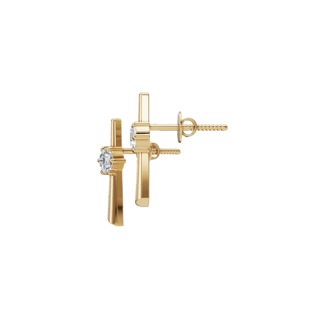 Vertical Round Diamond Stud Earrings