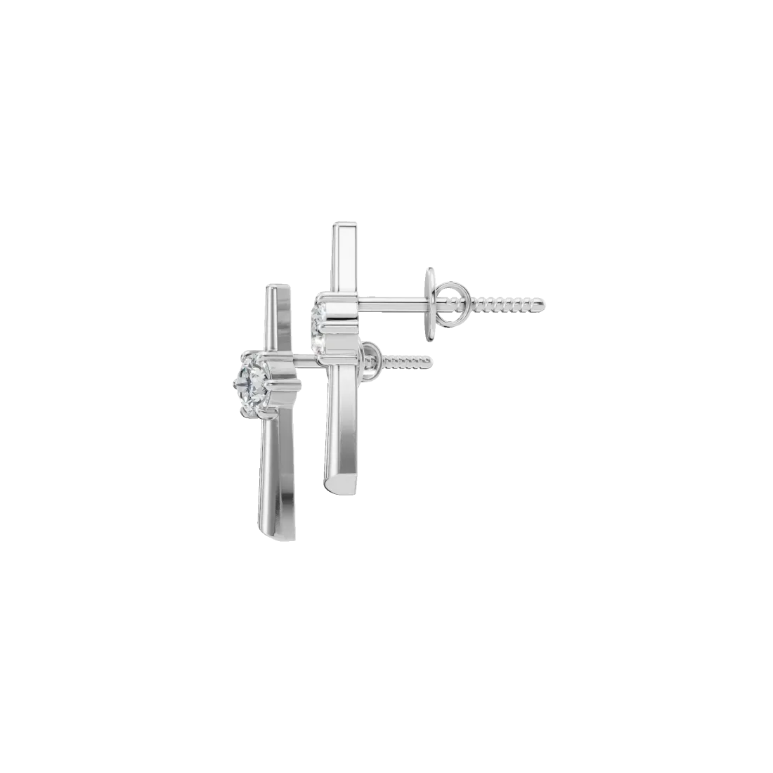 Vertical Round Diamond Stud Earrings