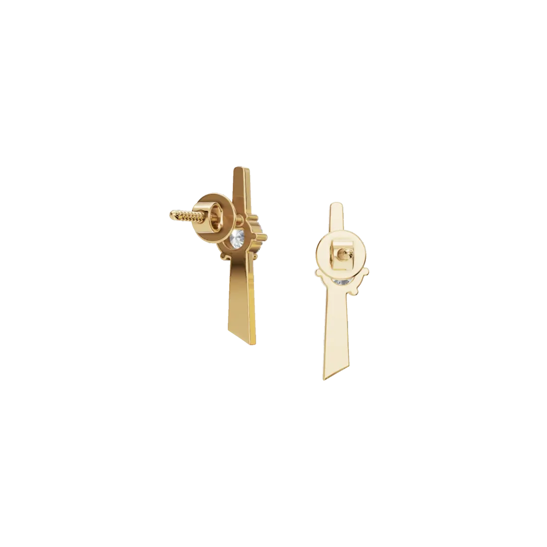 Vertical Round Diamond Stud Earrings