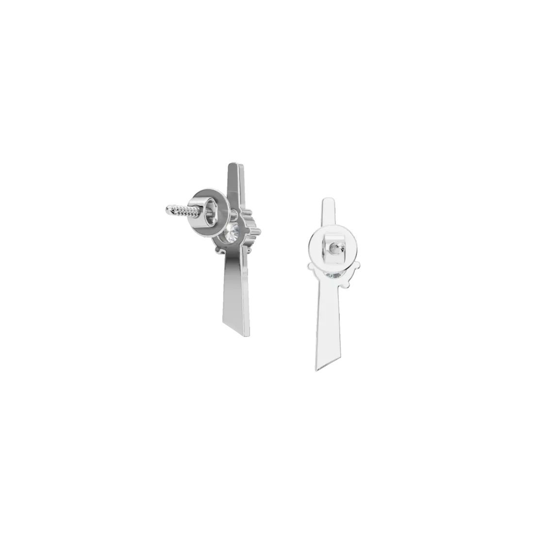 Vertical Round Diamond Stud Earrings